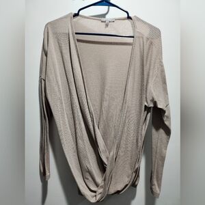 Beige criss cross shirt for layering